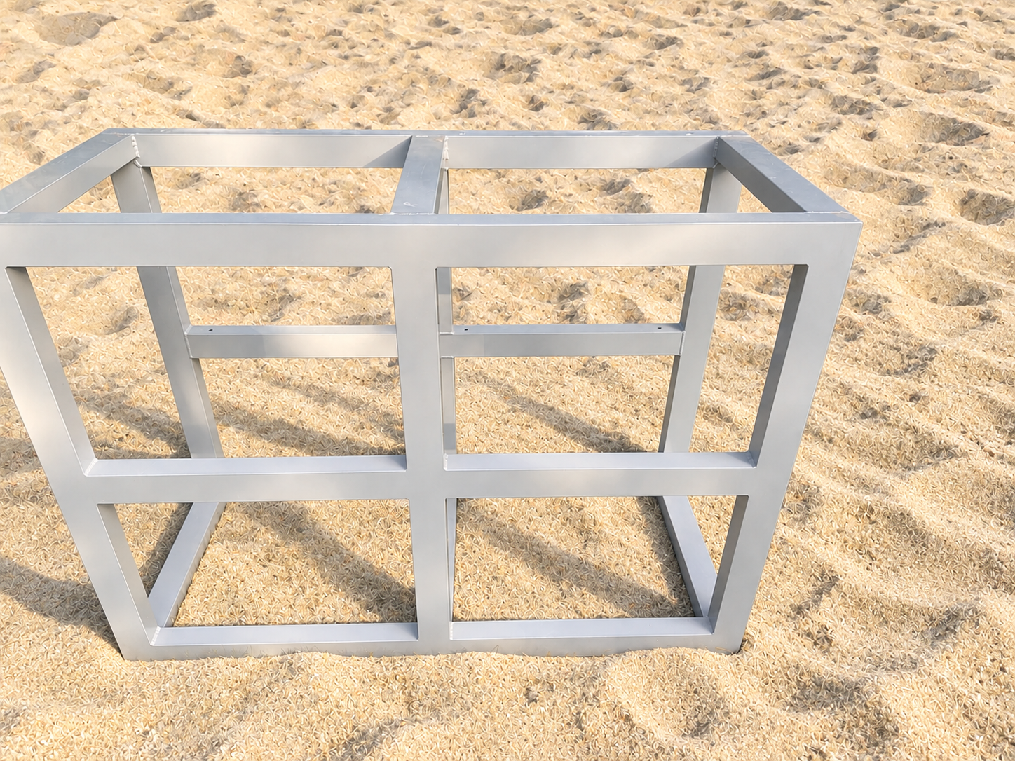 Side view of the aluminium box used only for TIGU installation in beach sand
